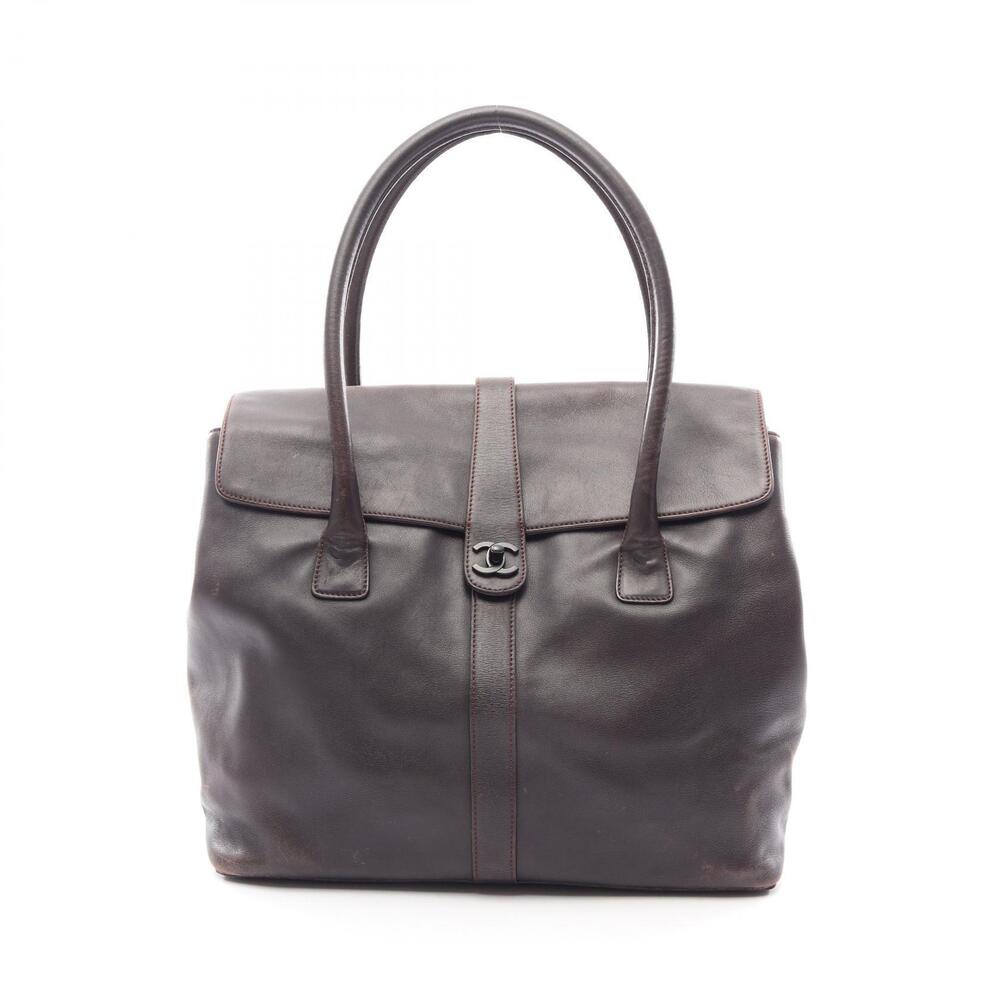 Chanel Coco Mark Tote Bag Lambskin Sheepskin Brown
